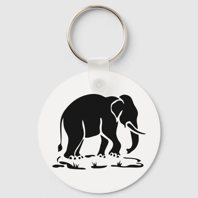 Asian Elephants Ahead Thai Elephant Trekking Sign Key Ring (Front)