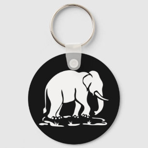 Asian Elephants Ahead Thai Elephant Trekking Sign Key Ring