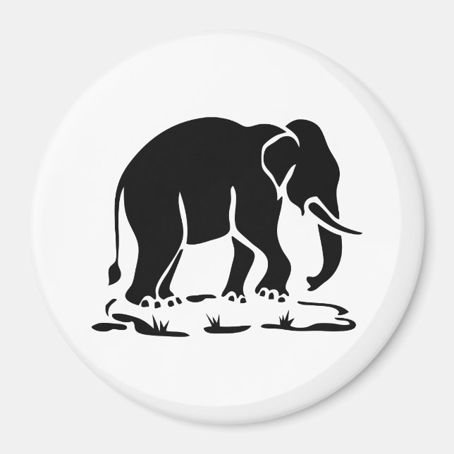 Asian Elephants Ahead Thai Elephant Trekking Sign Magnet (Front)