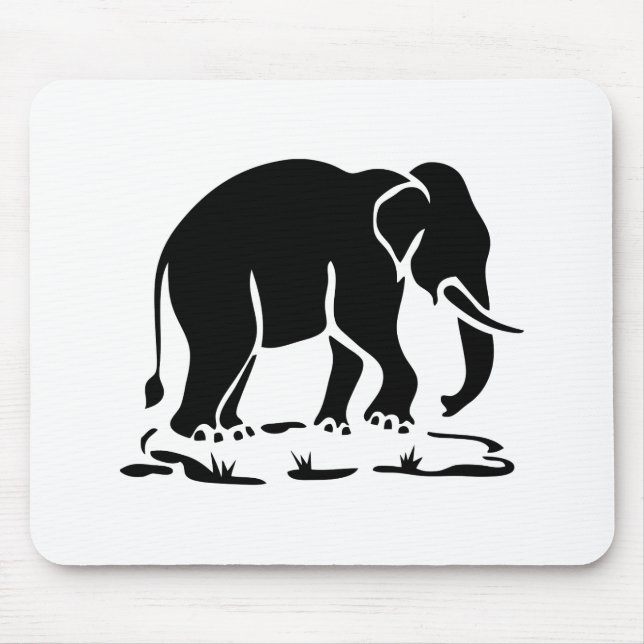 Asian Elephants Ahead Thai Elephant Trekking Sign Mouse Mat (Front)