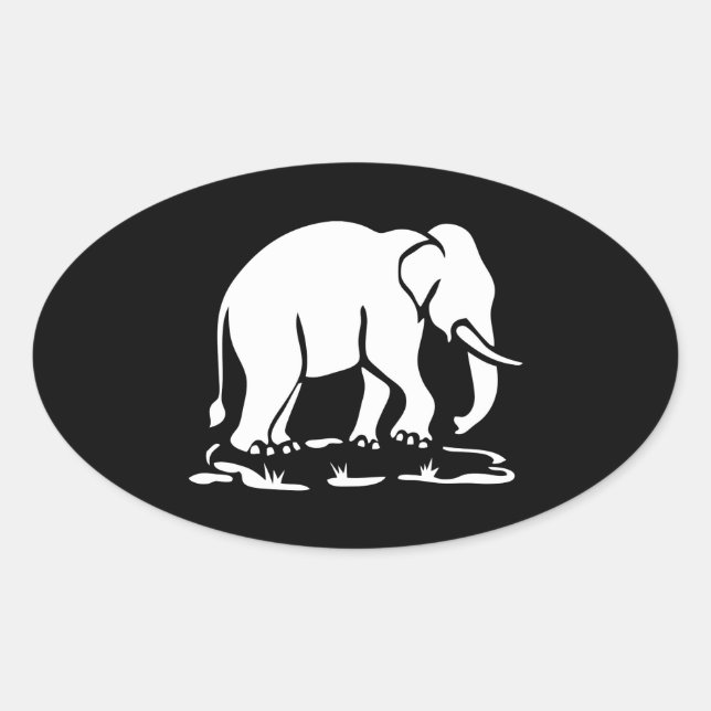 Asian Elephants Ahead Thai Elephant Trekking Sign Oval Sticker (Front)
