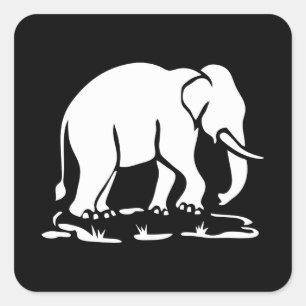Asian Elephants Ahead Thai Elephant Trekking Sign Square Sticker