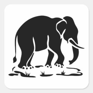 Asian Elephants Ahead Thai Elephant Trekking Sign Square Sticker