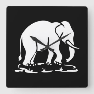 Asian Elephants Ahead Thai Elephant Trekking Sign Square Wall Clock