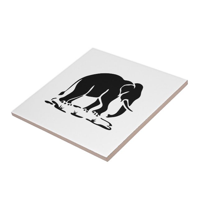 Asian Elephants Ahead Thai Elephant Trekking Sign Tile (Side)