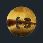 Asian Elephants in Thailand under a glowing sunset 6 Cm Round Badge<br><div class="desc">Beautiful photo of a group of asian elephants taken in Thailand under the setting sun. The lighting in this photo creates a vintage retro mood.</div>