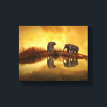 Asian Elephants in Thailand under a glowing sunset Canvas Print<br><div class="desc">Beautiful photo of a group of asian elephants taken in Thailand under the setting sun. The lighting in this photo creates a vintage retro mood.</div>
