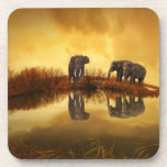Asian Elephants in Thailand under a glowing sunset Coaster<br><div class="desc">Beautiful photo of a group of asian elephants taken in Thailand under the setting sun. The lighting in this photo creates a vintage retro mood.</div>
