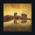 Asian Elephants in Thailand under a glowing sunset Magnet<br><div class="desc">Beautiful photo of a group of asian elephants taken in Thailand under the setting sun. The lighting in this photo creates a vintage retro mood.</div>