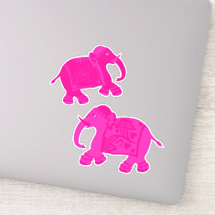Asian Elephants Set of 2 Pink