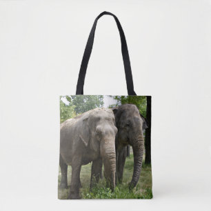 Asian Elephants Side by Side Tote Bag