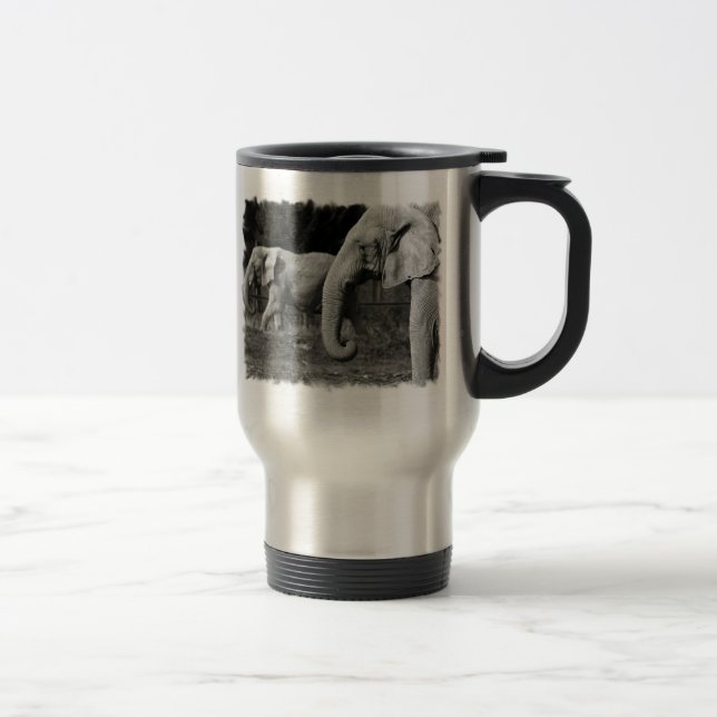 Asian Elephants Stainless Travel Mug (Right)