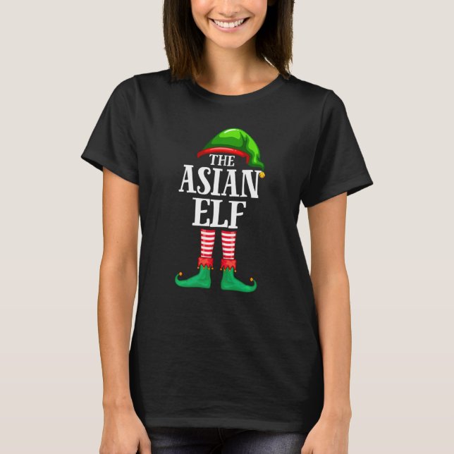 Asian Elf Matching Family Group Christmas Party Pa T-Shirt (Front)