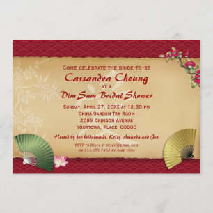 Asian Fans Bridal Shower Invitation