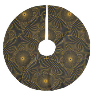 Asian feathers: gold-black seamless. brushed polyester tree skirt