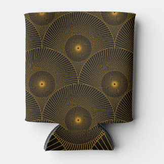 Asian feathers: gold-black seamless. can cooler