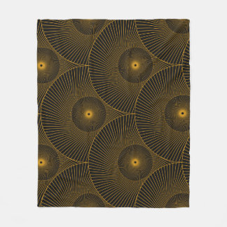 Asian feathers: gold-black seamless. fleece blanket