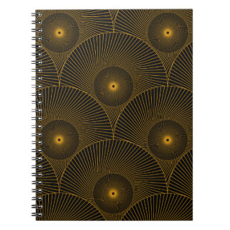 Asian feathers: gold-black seamless. notebook
