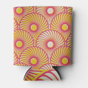 Asian feathers, orange-red scales, seamless. can cooler