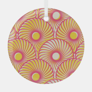 Asian feathers, orange-red scales, seamless. glass tree decoration