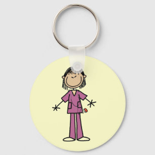 Asian Female Stick Figure Nurse Key Ring