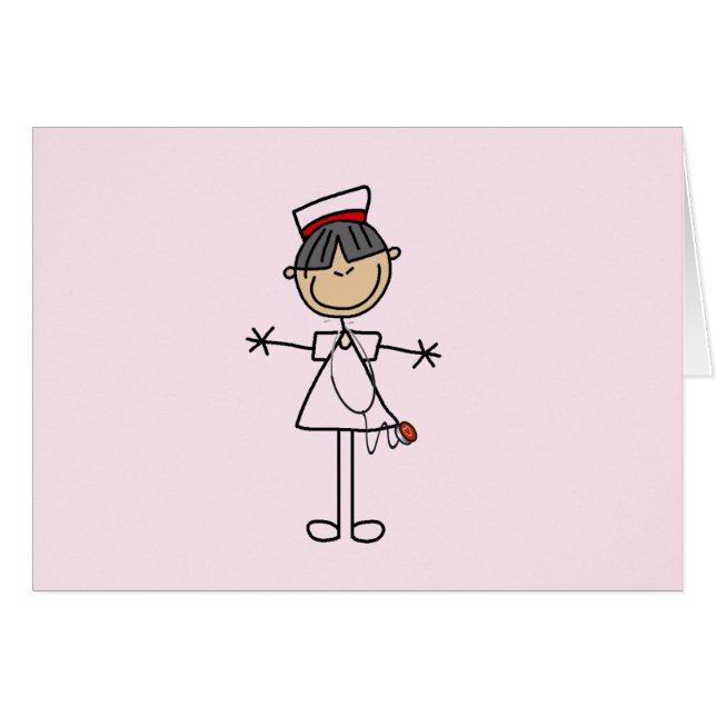 Asian Female Stick Figure Nurse T-shirts and Gifts (Front Horizontal)