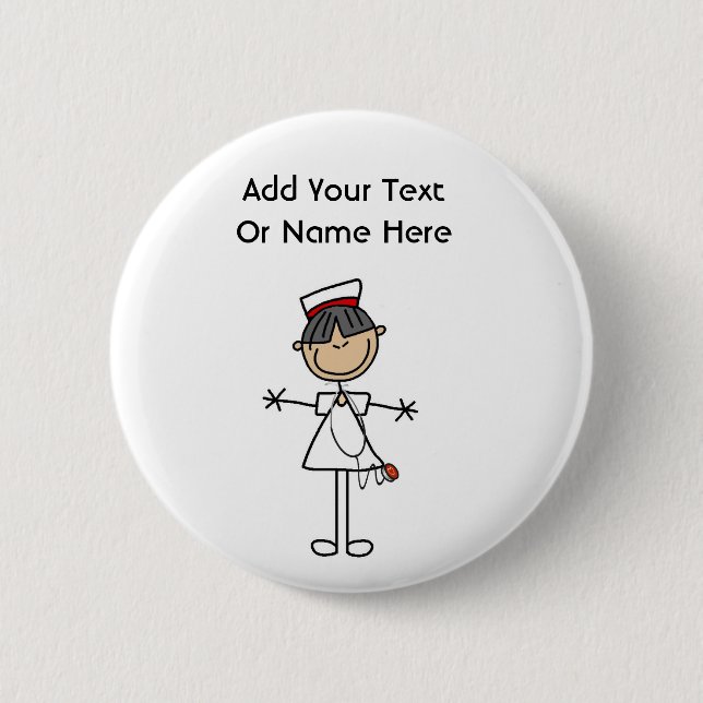 Asian Female Stick Figure Nurse T-shirts and Gifts 6 Cm Round Badge (Front)