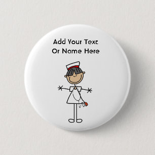 Asian Female Stick Figure Nurse T-shirts and Gifts 6 Cm Round Badge