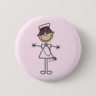 Asian Female Stick Figure Nurse T-shirts and Gifts 6 Cm Round Badge