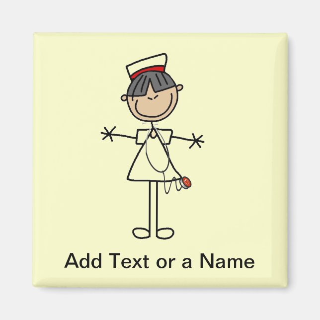 Asian Female Stick Figure Nurse T-shirts and Gifts Magnet (Front)