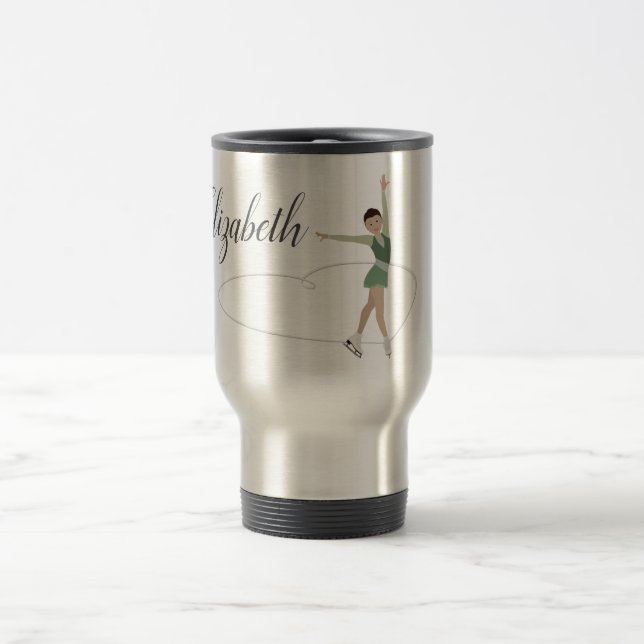 Asian Figure Skater Personalised Travel Mug (Center)