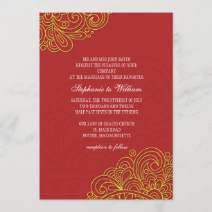 Asian Floral Swirl Wedding Invitation