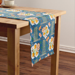 Asian Food Inspired with Noodles & Narutomaki  Short Table Runner