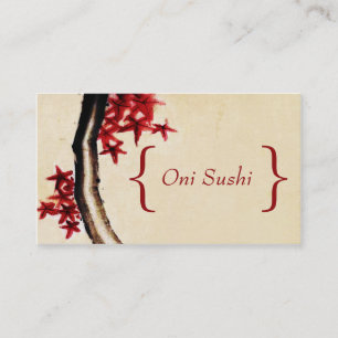 Asian Food Restaurant Business Card Red Vintage