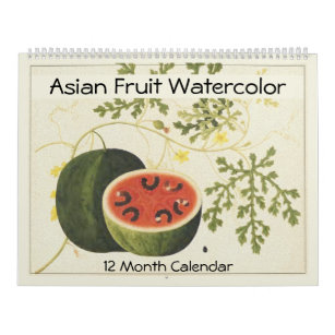 Asian Fruit Watercolor Modern Farmhouse Decor Calendar