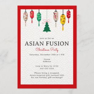 Asian Fusion Christmas Party Elegant Lanterns Invitation