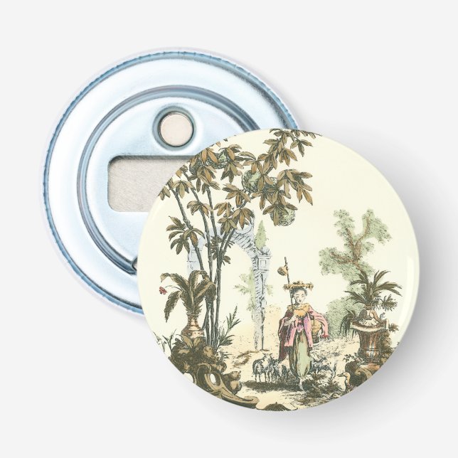 Asian Garden with Woman and Animals Bottle Opener (Front)
