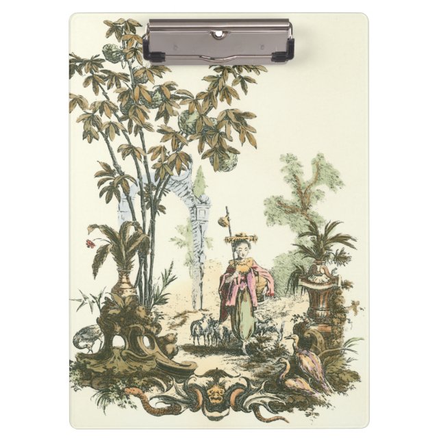 Asian Garden with Woman and Animals Clipboard (Front)