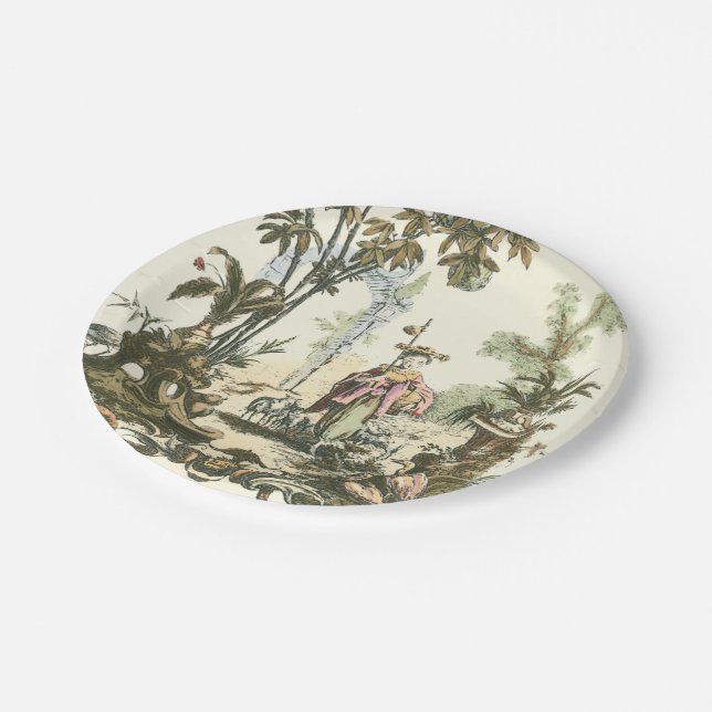 Asian Garden with Woman and Animals Paper Plate (Angled)