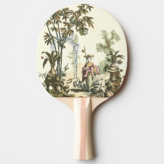 Asian Garden with Woman and Animals Ping Pong Paddle (Front)