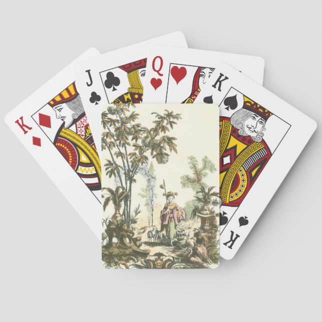 Asian Garden with Woman and Animals Playing Cards (Back)