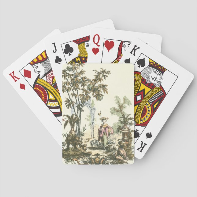 Asian Garden with Woman and Animals Playing Cards (Back)