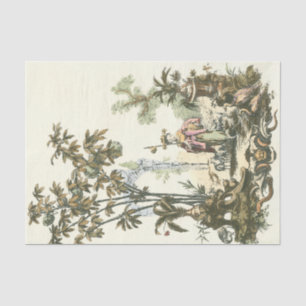 Asian Garden with Woman and Animals Tissue Paper