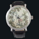 Asian Garden with Woman and Animals Watch<br><div class="desc">A lovely Asian style garden filled with various animals and monitored by a watchful woman. The scene conjures thoughts of the Garden of Eden,  complete with a snake slithering in the foreground. A perfect gift for the worldly,  well-travelled person in your life!</div>