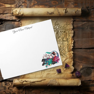 Asian Geisha Dragon Cherry Blossoms Blue Notepad