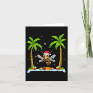 Asian Giant Hornet Santa Hat Palm Tree Beach Xmas  Card