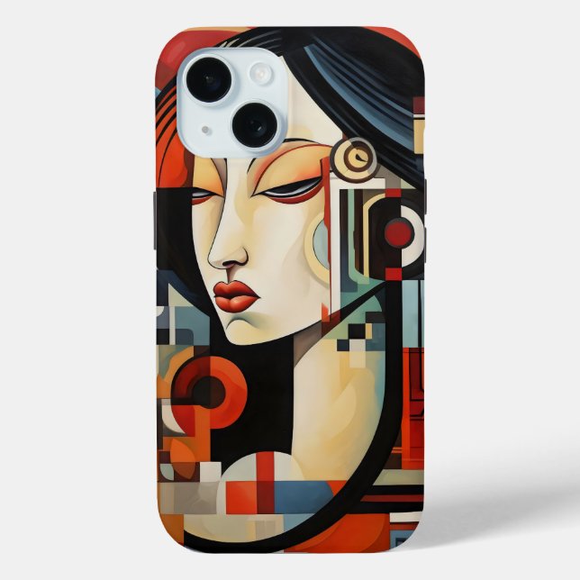 Asian Girl Abstract Art Case-Mate iPhone Case (Back)