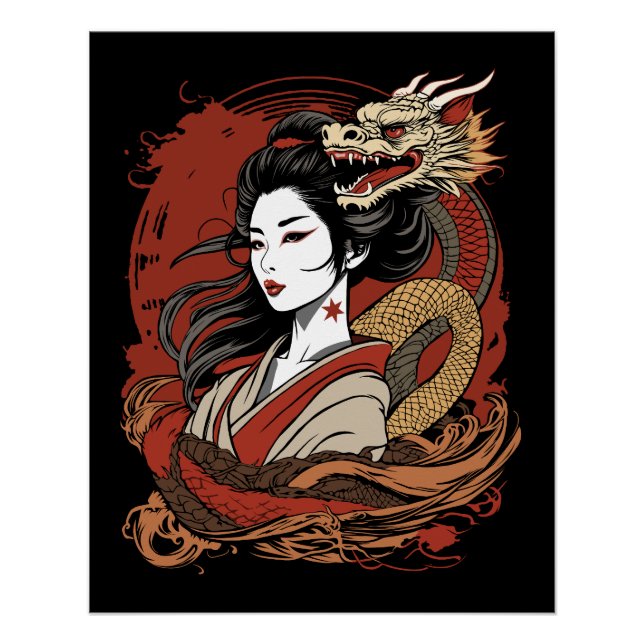Asian Girl | Chinese Dragon Poster (Front)