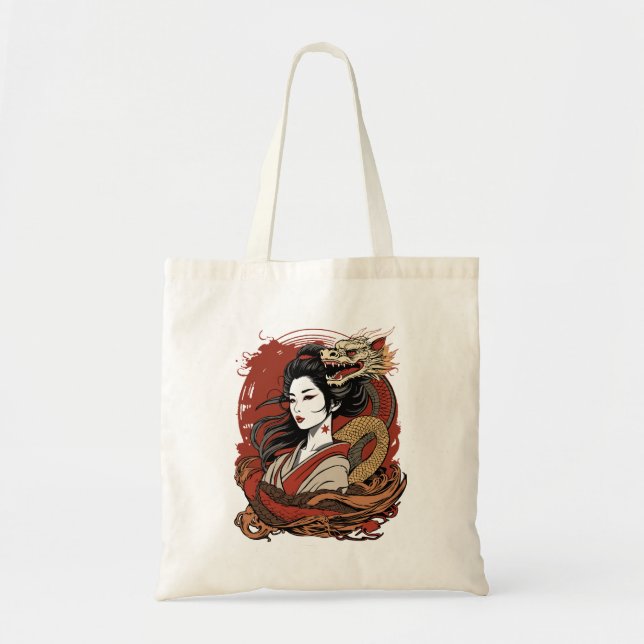 Asian Girl | Chinese Dragon Tote Bag (Front)