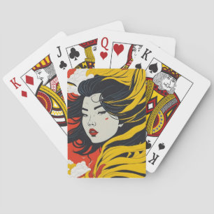 Asian Girl Colourful Playing Cards